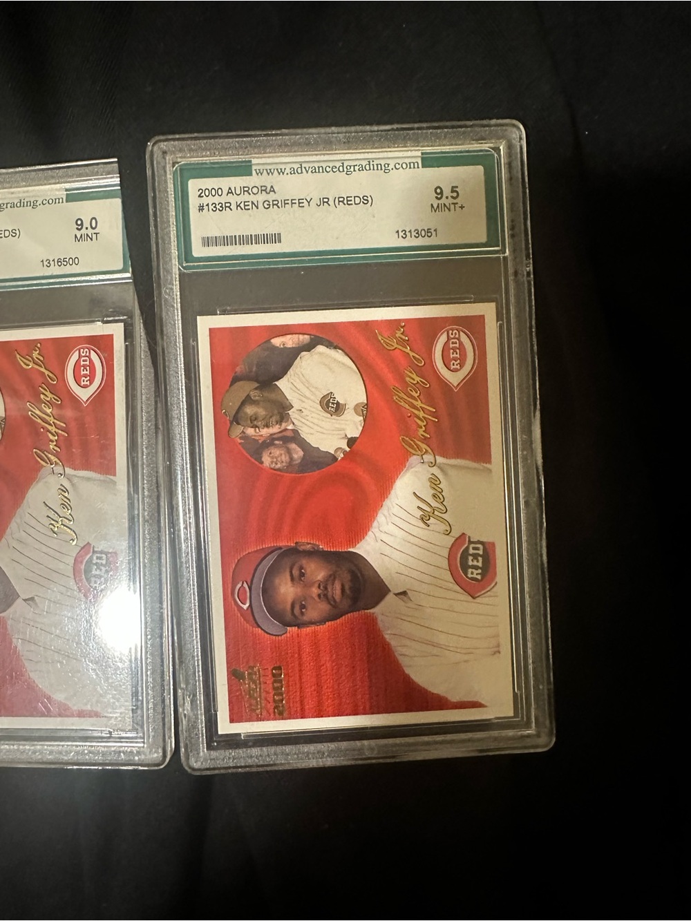 2000 Ken Griffey Jr. Baseball Card - Red - Graded 9.5 and 9.0 lot of 2 pacific